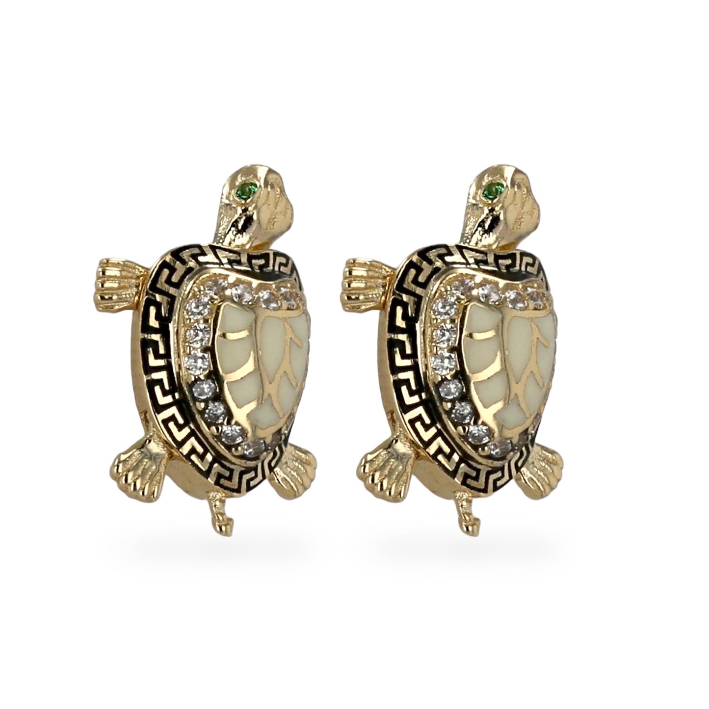 14K Yellow gold turtle earrings