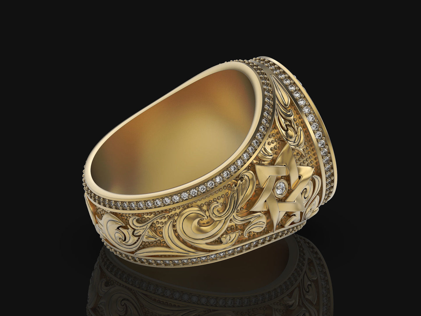 14K yellow gold skull ring