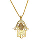 10k Yellow gold inlet two hamsa necklace