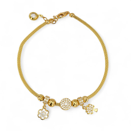 14K Yellow gold braids charms bracelet-316268