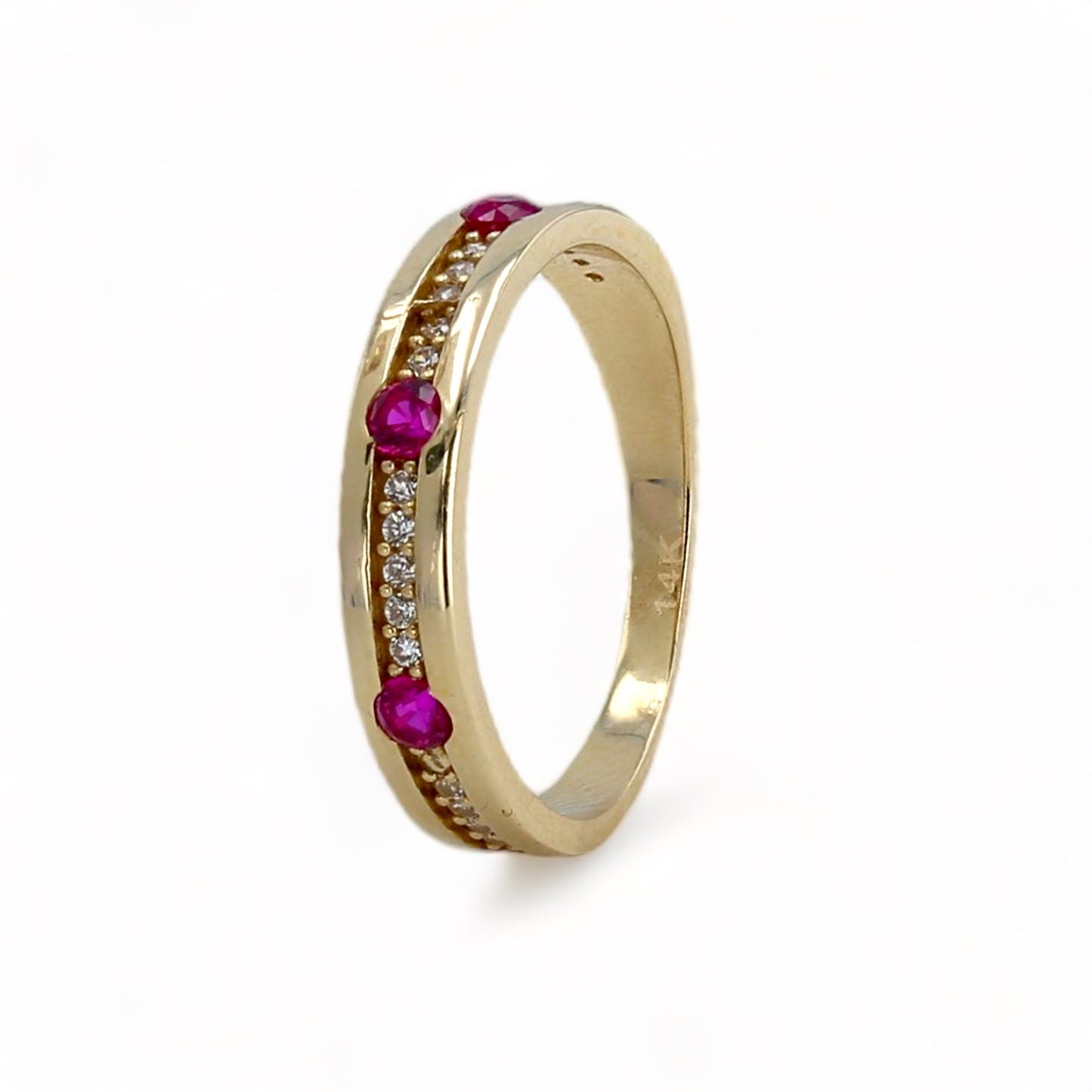 14K Yellow gold  ruby lab band ring -226447