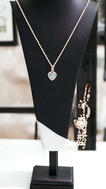 Aquamarine cupids heart pendant necklace-15351