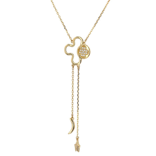 14K Yellow gold lucky clover necklace-226136