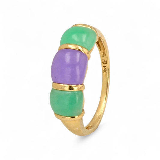 14K Yellow gold color jade ring-428399