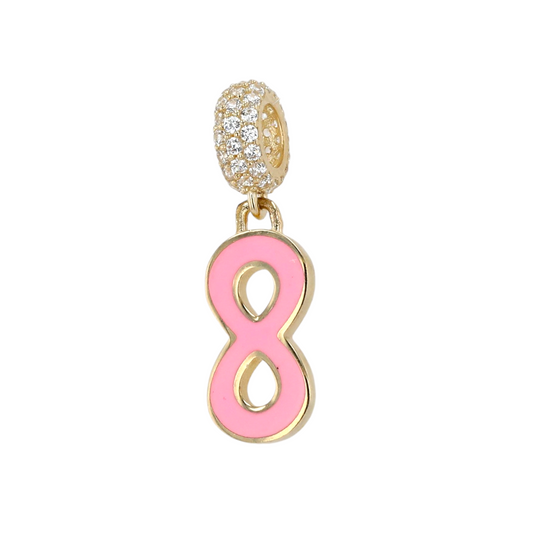 14K Yellow gold infinity pink infinity charm-8803