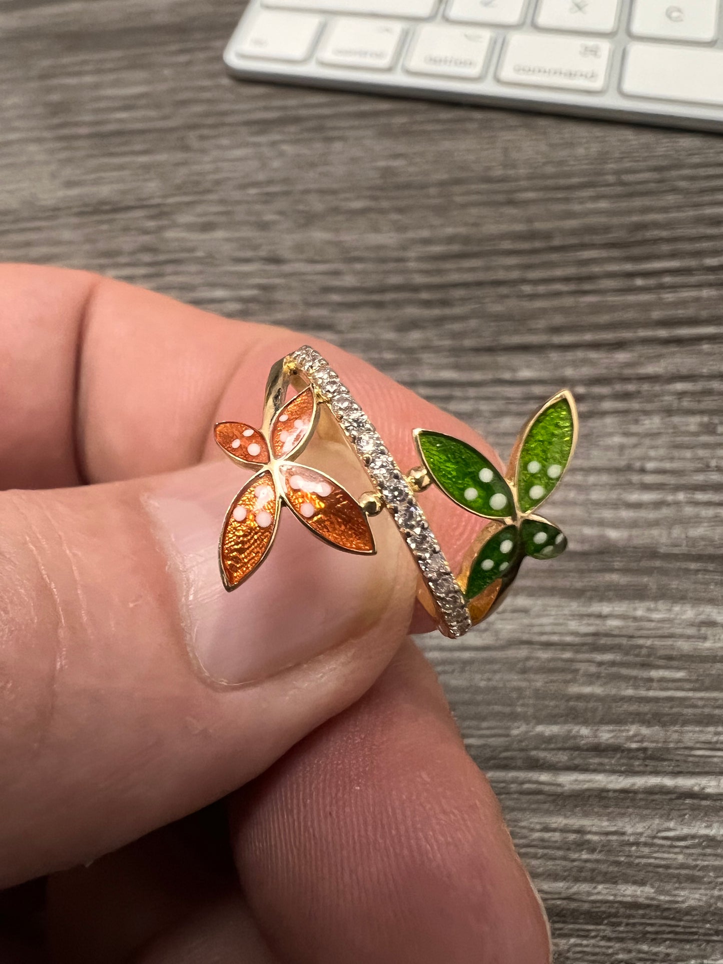 14K Yellow gold 2 butterfly ring-227141