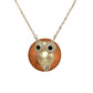 14K Yellow gold owl necklace blue eyes