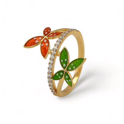 14K Yellow gold 2 butterfly ring-227141