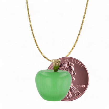 10K Yellow gold blue  Apple necklace-4537