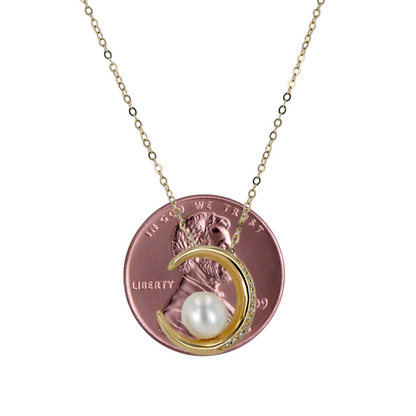 14K Yellow gold moon necklace necklace-17933