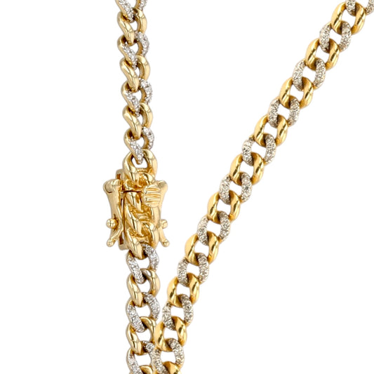 10K Yellow gold solid alternative diamond ice Miami Cuban link chain-11372