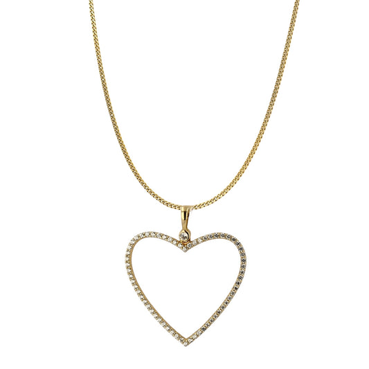 10K yellow gold baby miami Cuban link chain heart pendant-3465