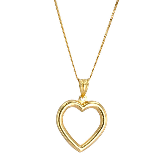 10k Yellow gold solid baby miami cuban link chain heart pendant -437388