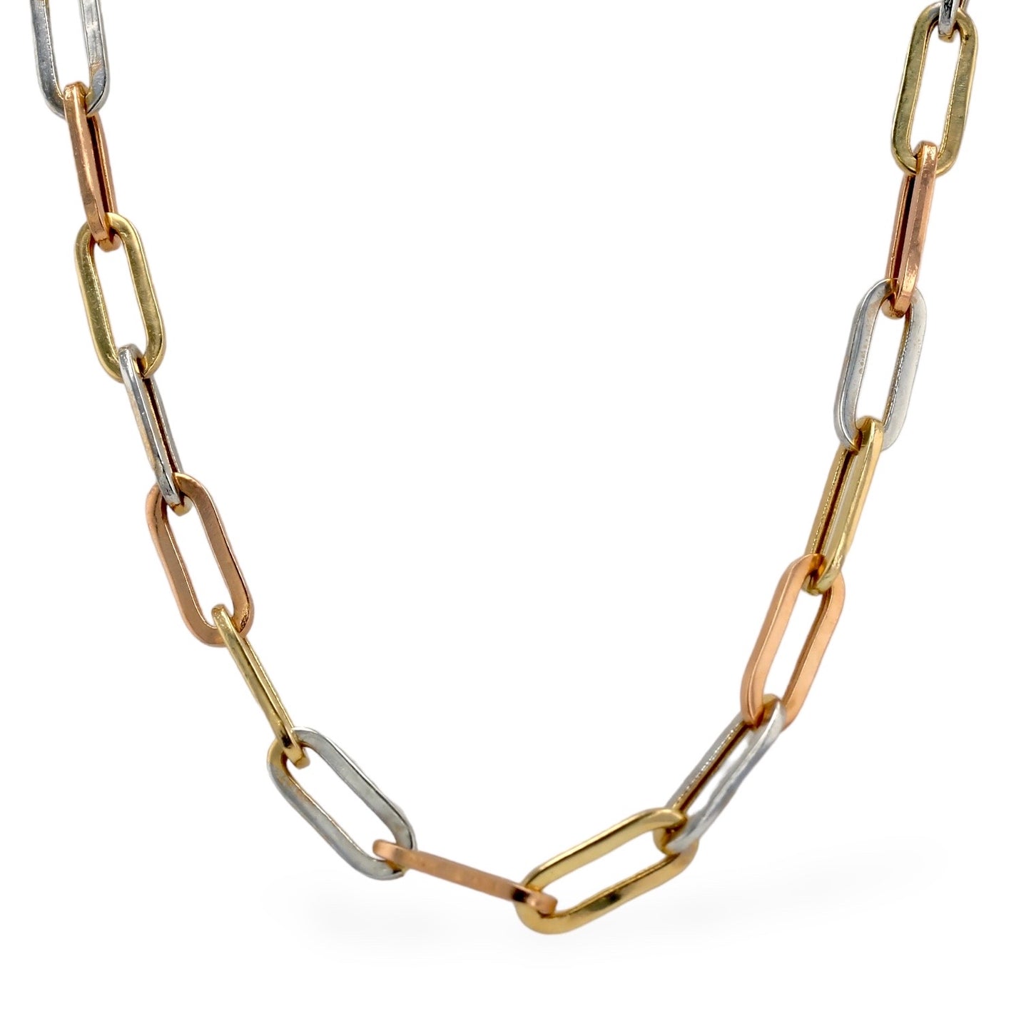 14k Gold 3 color paperclip chain-224217