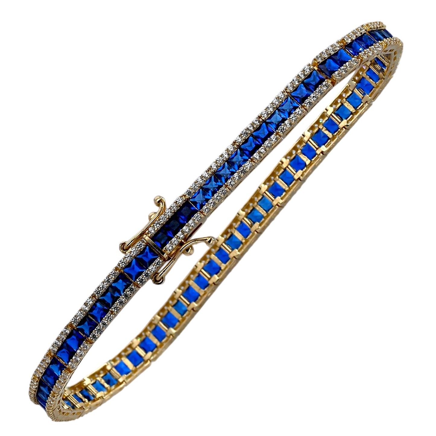 Yellow 14k gold blue tennis bracelet