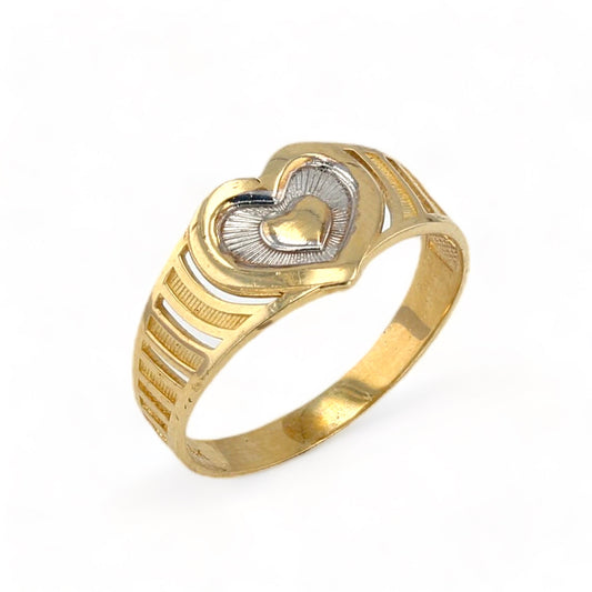 14K two tones gold heart ring-224811