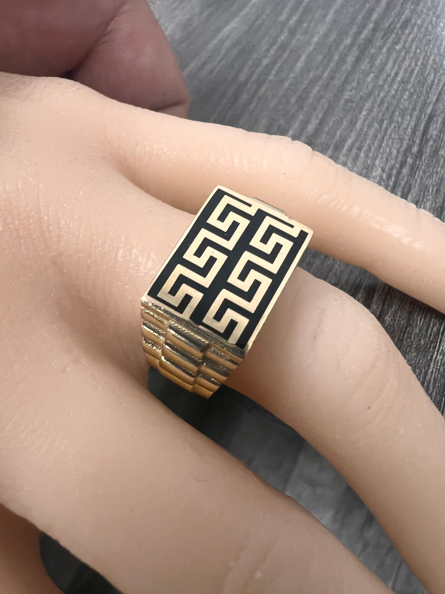 14K Yellow gold Greek ring-72937