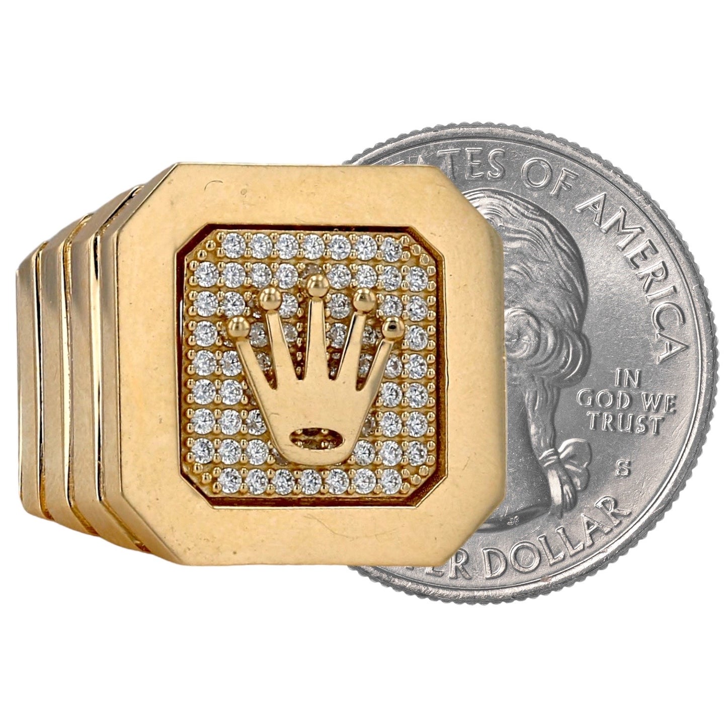 Yellow gold 14k crown man ring