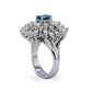 White 14k gold petals diamonds center stone blue diamonds