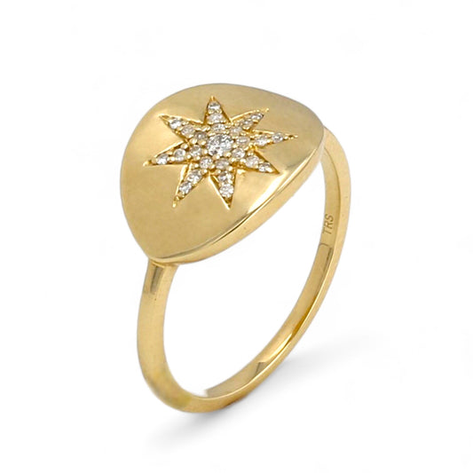 10K yellow gold diamond star constellation ring-5283931