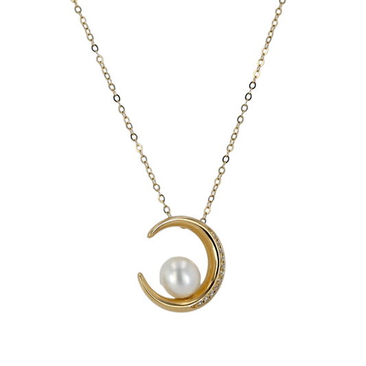 14K Yellow gold moon necklace necklace-17933