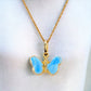 Gold set chain with enamel butterfly