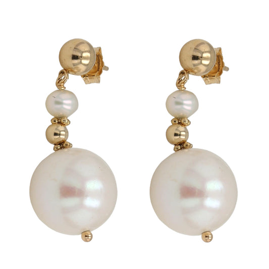 14K Yellow gold fresh water EFFY pearl dangling earrings-14263