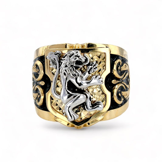 10K yellow gold lion ring-1068