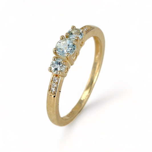 10K Yellow gold natural original aquamarine solitaire-227765