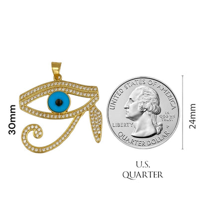 Set 14k yellow gold Venetian chain blue eye of horus pendant-227091-227126