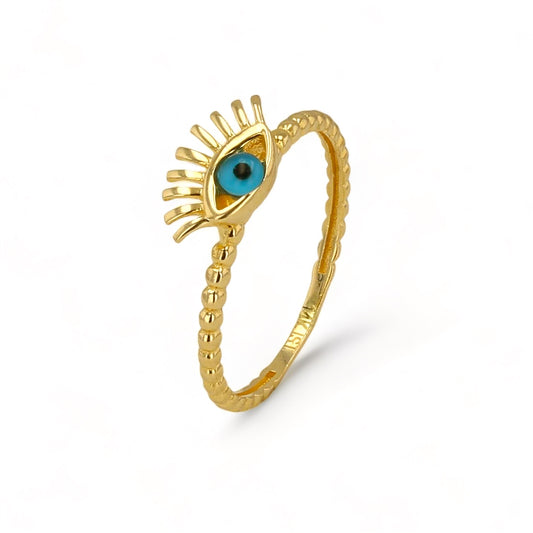 14K Yellow gold blue eye ring-227199
