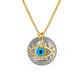 14k yellow gold blue eye amulet necklace