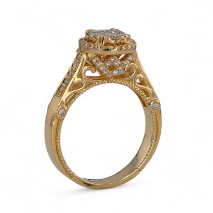 14K Yellow gold natural diamonds princess halo ring-CL2171Y