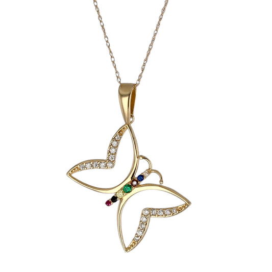 14K Yellow gold butterfly pendant singapore chain-528394