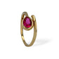Yellow gold 10k drop red ring