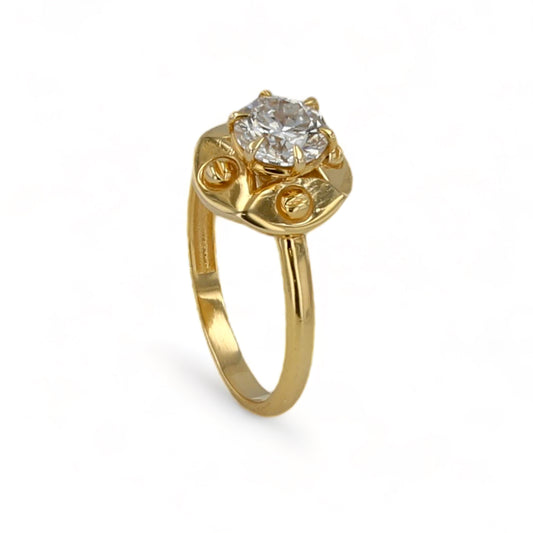 14K Yellow gold screw solitaire 1CT diamond ring-63838