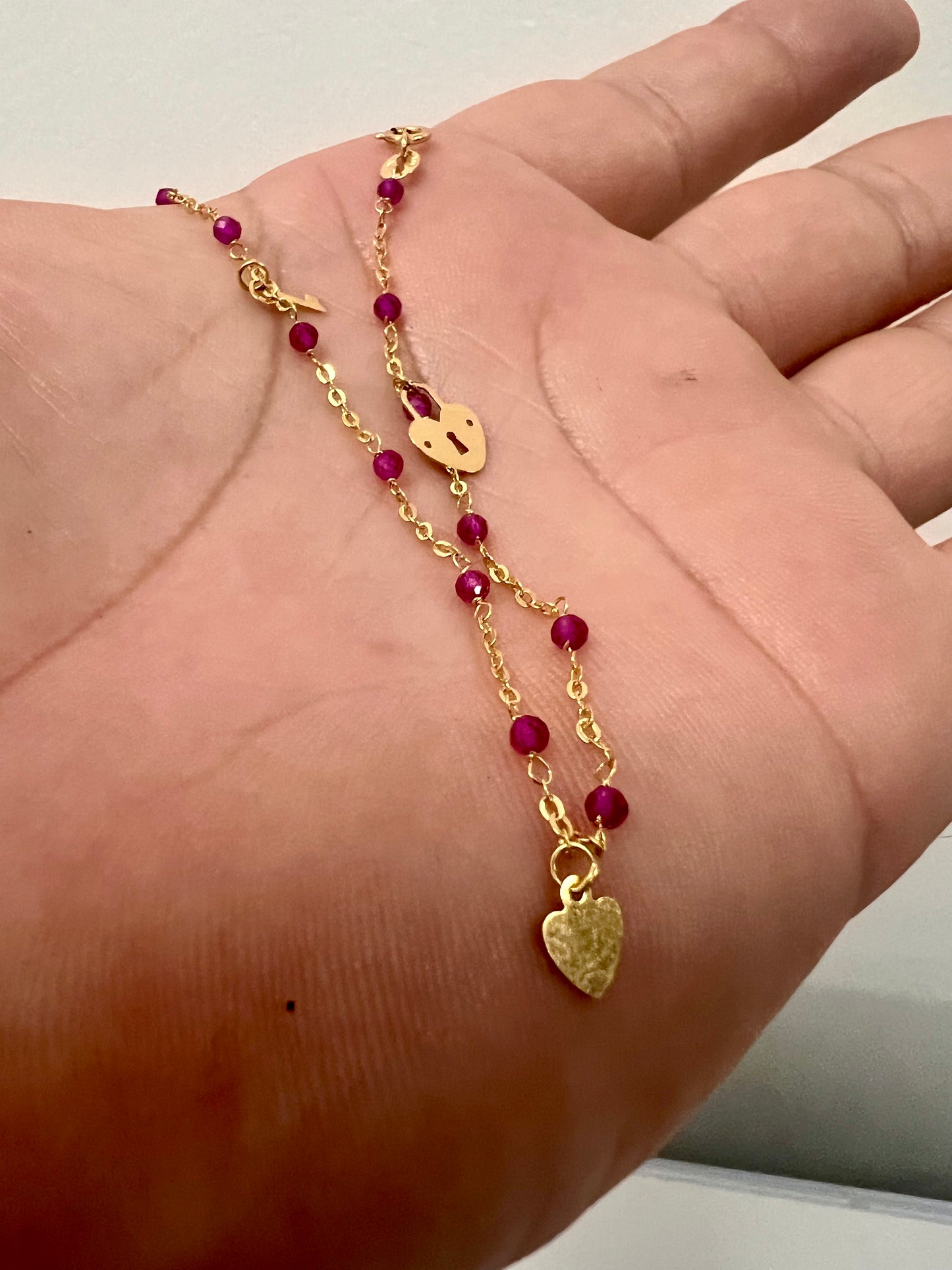 14K Yellow gold multi charms bracelet -48484