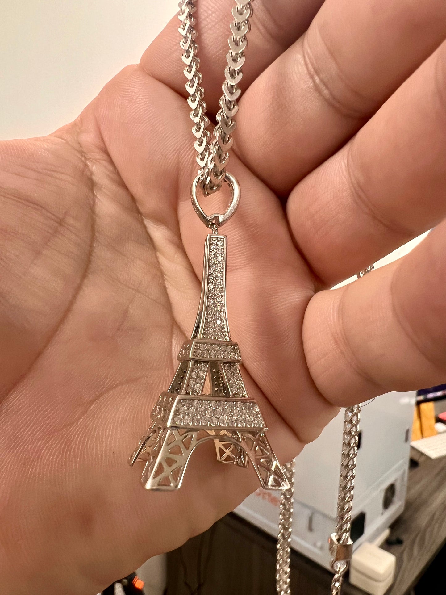 Sterling silver 925 choker sterling silver choker big tower Eiffel pendant-63839