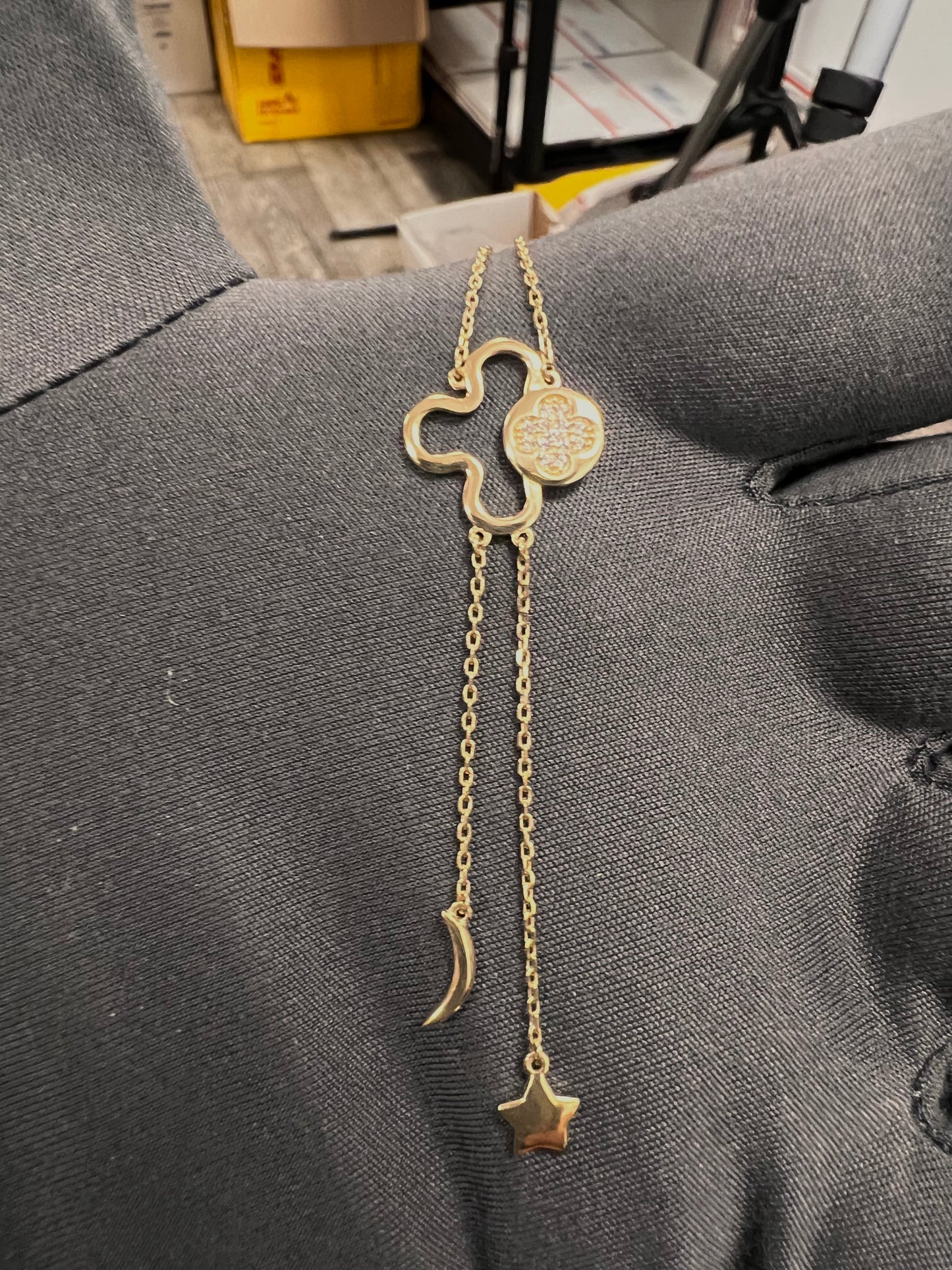 14K Yellow gold lucky clover necklace