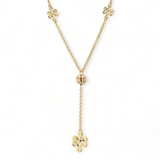 10k yellow gold clover necklace-9001