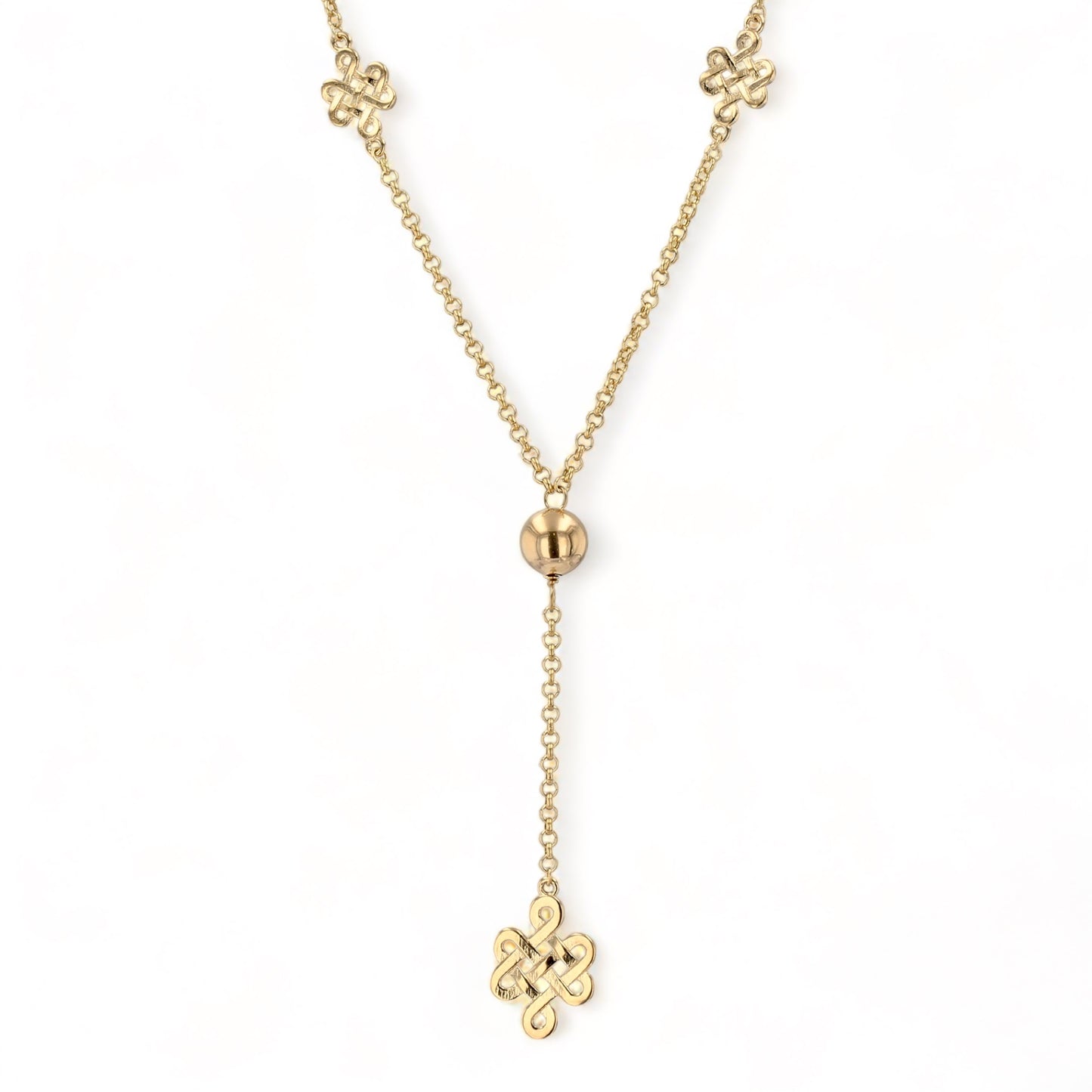 10k yellow gold clover necklace-9001