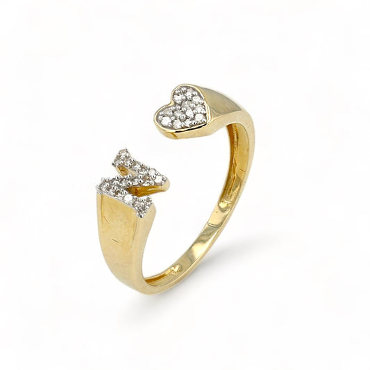 10K Yellow gold letter N diamond ring-176154