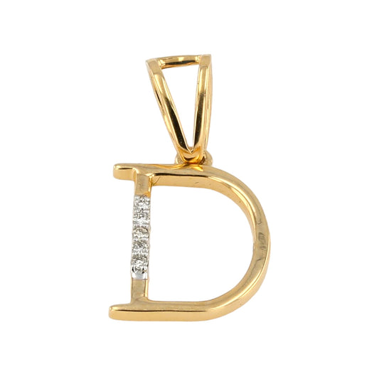 18K solid Yellow gold natural diamonds D letter with IGI Certificate FREE chain
