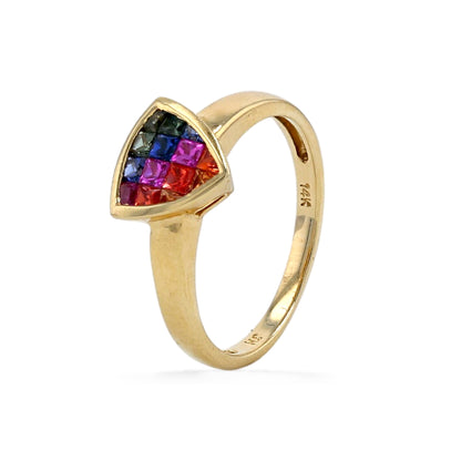 Gold 14k rainbow sapphire ring