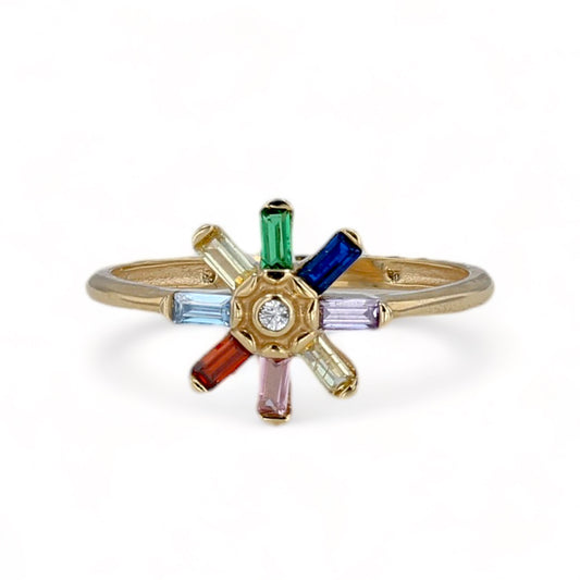 14K Yellow gold spinning rainbow ring-226445