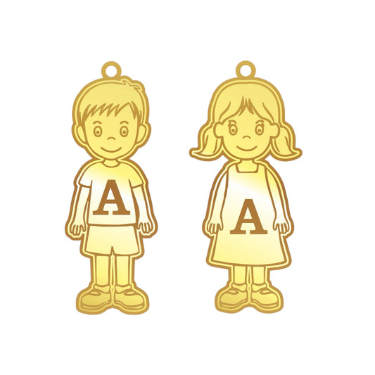 14K Yellow gold custom boy or girl pendant 15mm letter initials-2224
