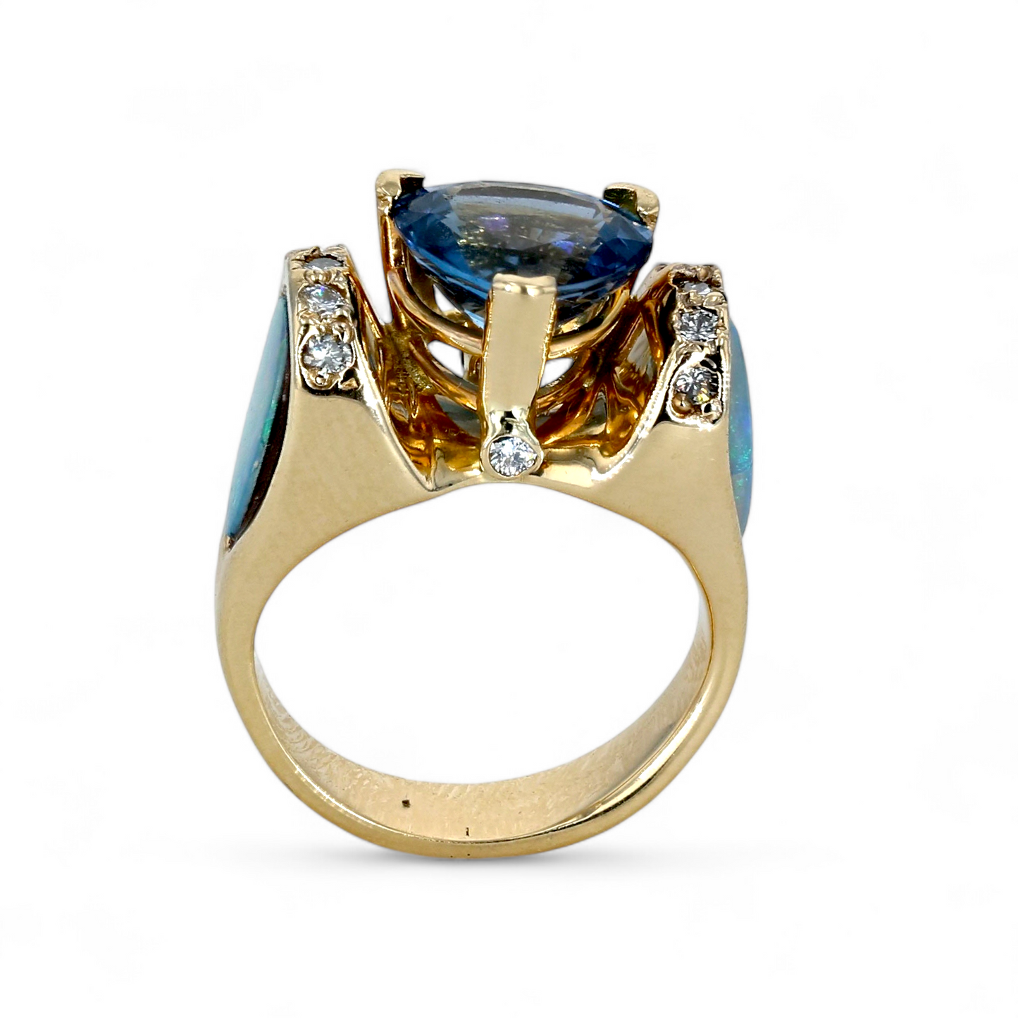 14k Yellow Gold Natural Opal and London Topaz ring-301193