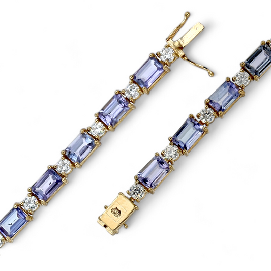 14k Yellow Gold Tanzanite Diamond bracelet-332203