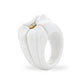 White agate clover 18k diamond ring