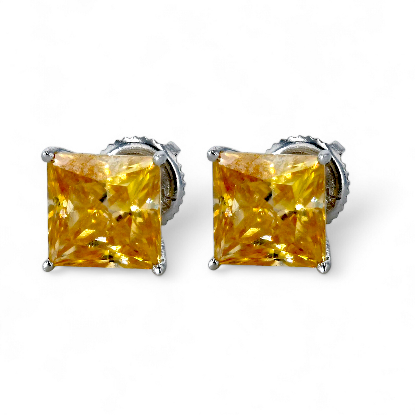 14K White gold yellow princess cut studs-2265316